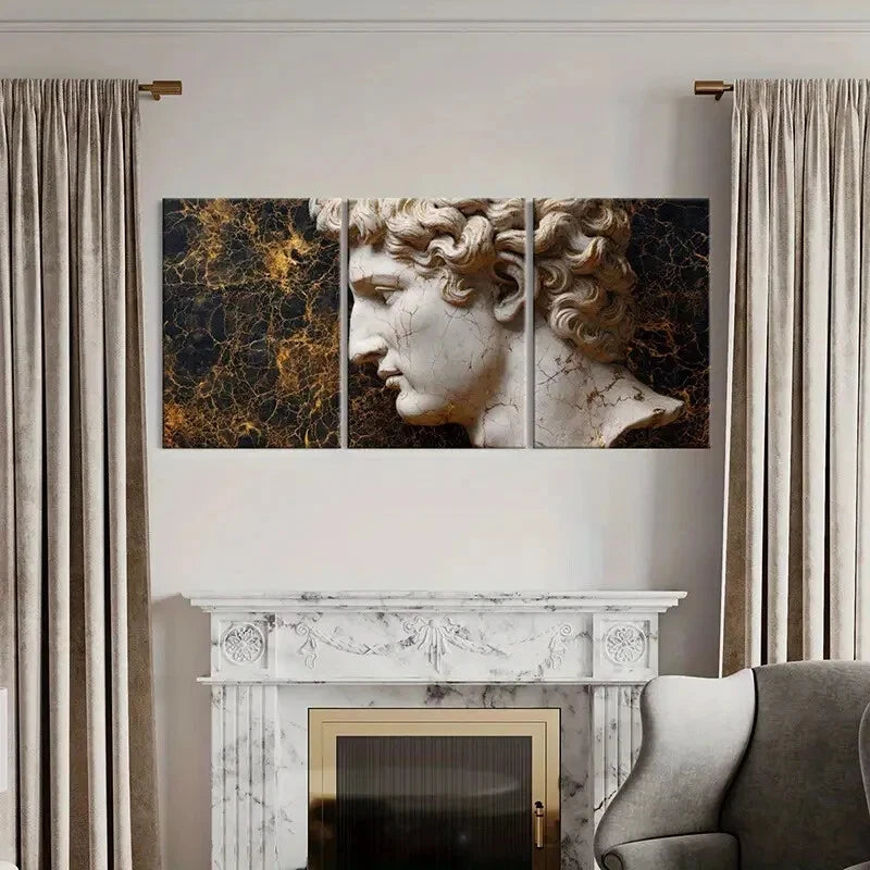 3pcs Sculpture Art Classical Greek Statue Metal Print Ready to Hang Art - Bella Home Decor