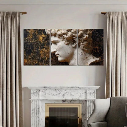 3pcs Sculpture Art Classical Greek Statue Metal Print Ready to Hang Art - Bella Home Decor
