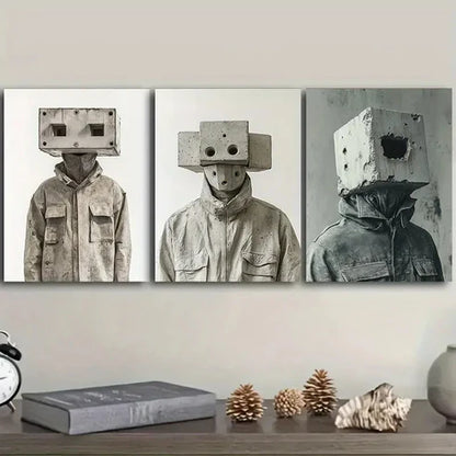 3pcs Cement man Wall Art Set Canvas Unframed – High Quality Print, 100% Australian Made Wall Canvas - Bella Home Decor