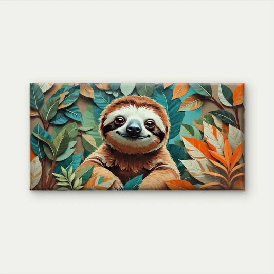 Relaxed Sloth Wall Art Canvas Office Home Room Framed 120x60cm