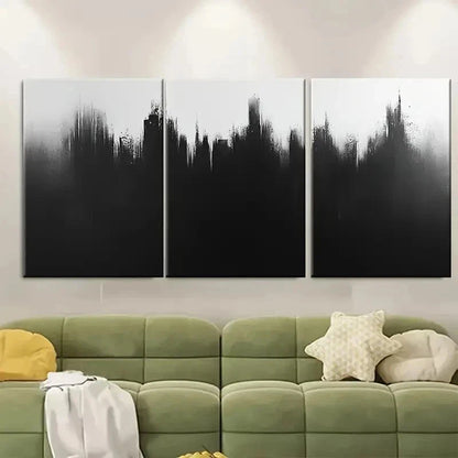 3pcs Monochrome Brushstroke BLACK   Wall Art Set Canvas Framed 50x70cm - High Quality Print 100% Australian Made Wall Canvas Ready to Hang
