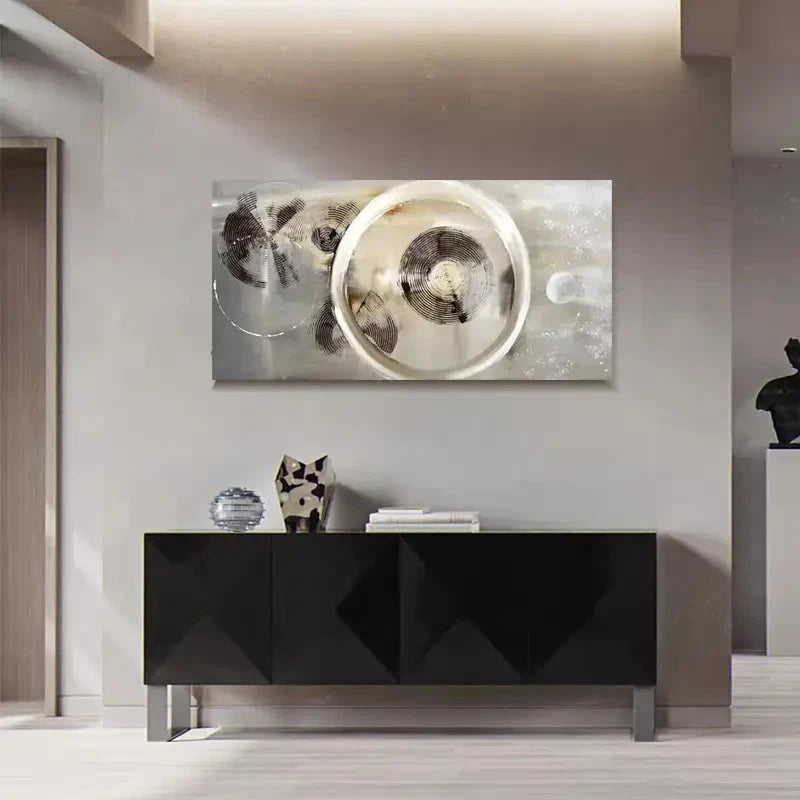Elegant Monochrome Decor Geometric Wall Art Canvas Office Home Room Framed 120x60cm - Bella Home Decor