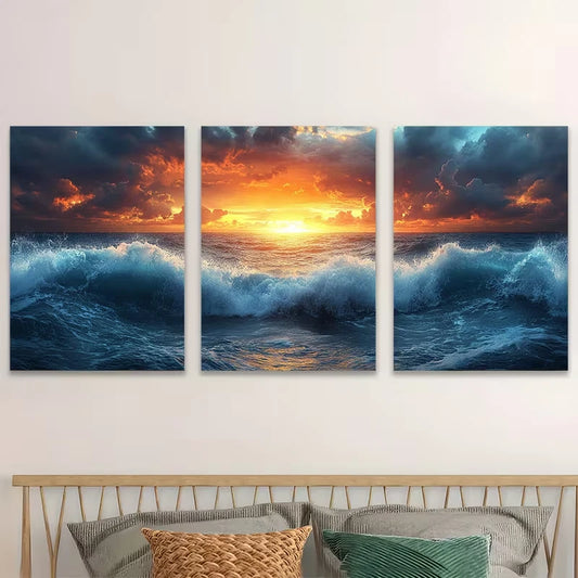 3pcs Vibrant Eurasian Eagle Owl Wall Art Set Canvas Framed 60x90cm - High Quality Print 100% Australian Made Wall Canvas Ready to Hang