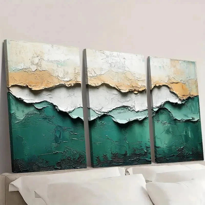 3pcs Acrylic Texture Painting in White  AT  Wall Art Set Canvas Framed 50x70cm - High Quality Print 100% Australian Made Wall Canvas Ready to Hang - Bella Home Decor