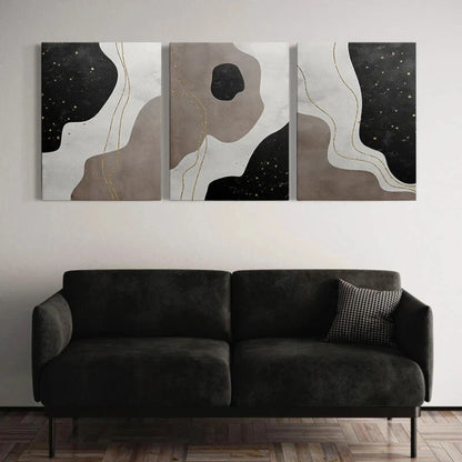 3pcs Abstract Black Gray Line Metal Print Ready to Hang Art
