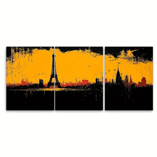 3pcs Eiffel Tower Abstract Metal Print Ready to Hang Art