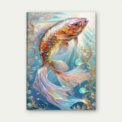 Glimmering Koi Metal Print Ready to Hang