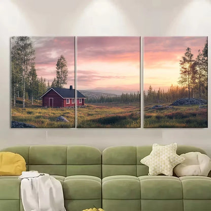 3pcs Summer Midnight Sun Over Lapland Metal Print Ready to Hang Art