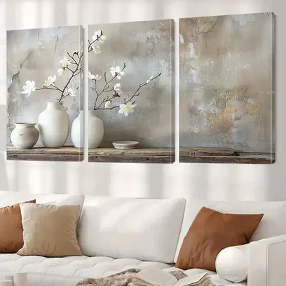 3pcs White Orchid Wall Art Set Canvas Unframed - High Quality Print 100% Australian Made Wall Canvas