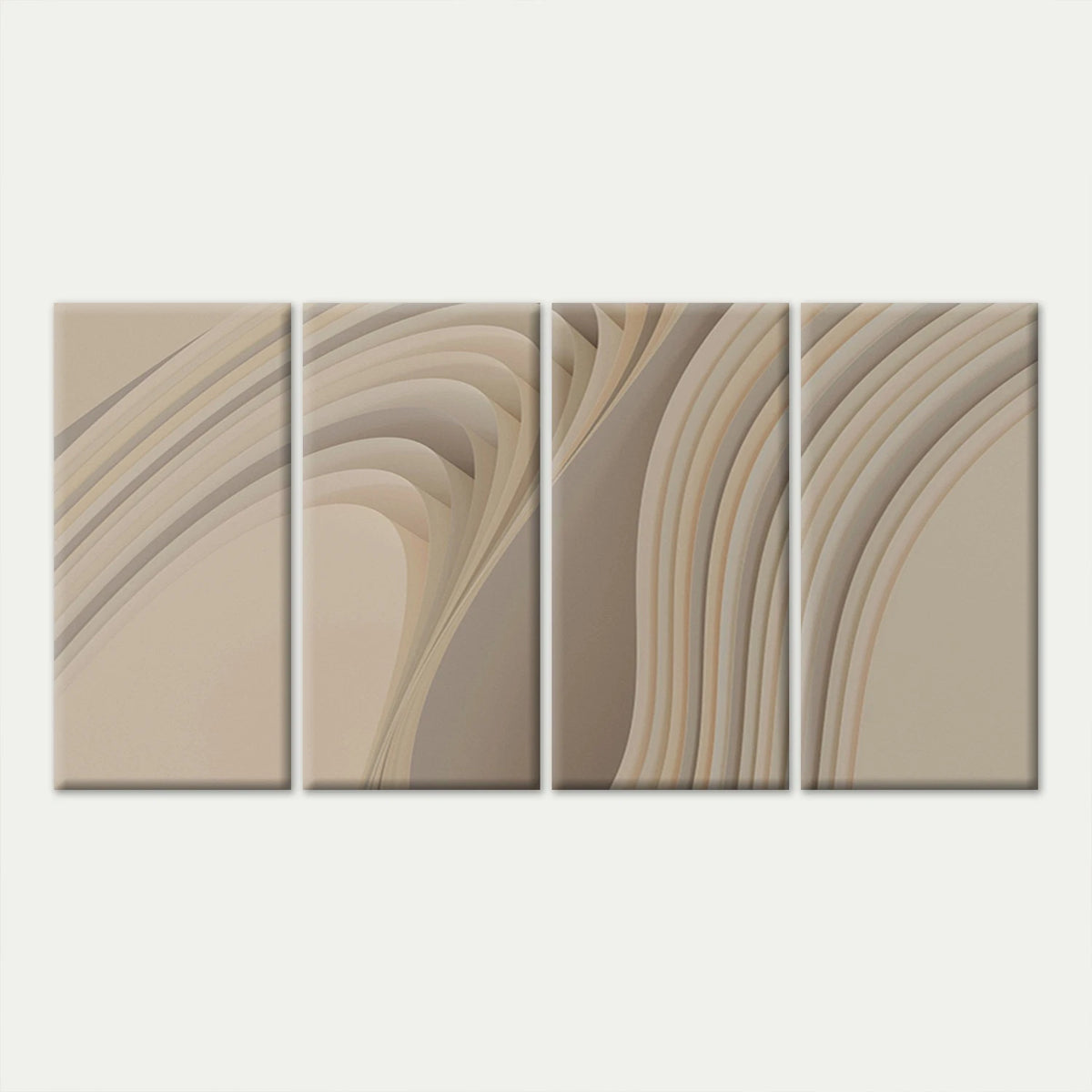 4pcs Modern Neutral Abstract Layered Waves Wall Art Canvas Framed 45x80cm - High Quality Print 100% Australian Made Wall Canvas Ready to Hang