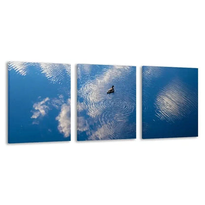 3pcs Blue Lake Scene with Ripples Cloud Duck   Wall Art Set Canvas Framed 40x60cm - High Quality Print 100% Australian Made Wall Canvas Ready to Hang - Bella Home Decor