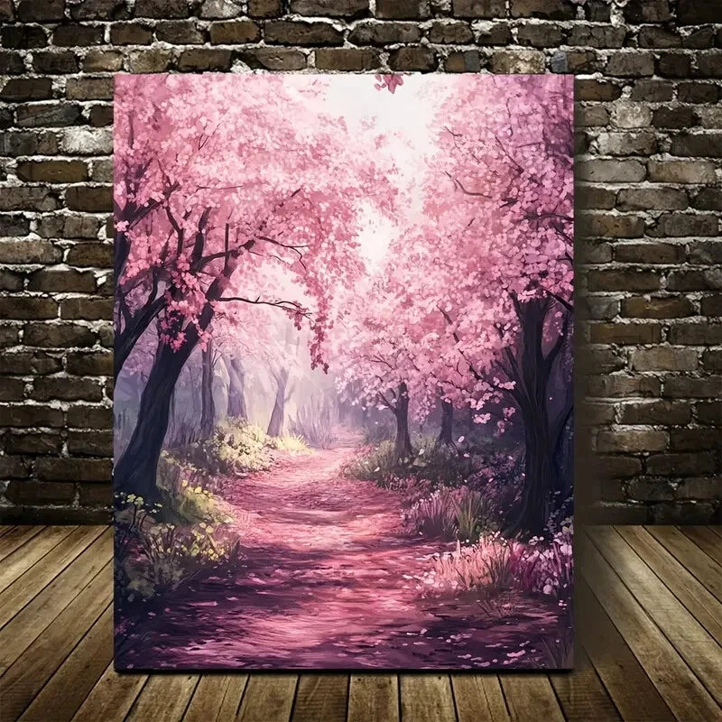 Beautiful Vibrant Pink & Purple Hues Painting 40x60cm Metal Print Ready to Hang - Bella Home Decor