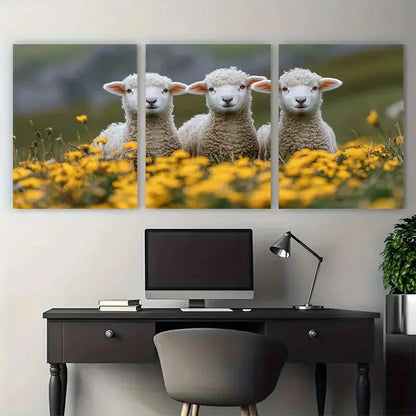 3pcs Swaledale Ewe Lambs Dales Meadow Wall Art Set Canvas Framed 40x60cm - High Quality Print 100% Australian Made Wall Canvas Ready to Hang - Bella Home Decor
