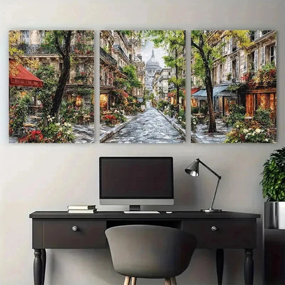 3pcs French Street Scene Impressionist Perfect  Wall Art Set Canvas Framed 60x90cm - High Quality Print 100% Australian Made Wall Canvas Ready to Hang - Bella Home Decor