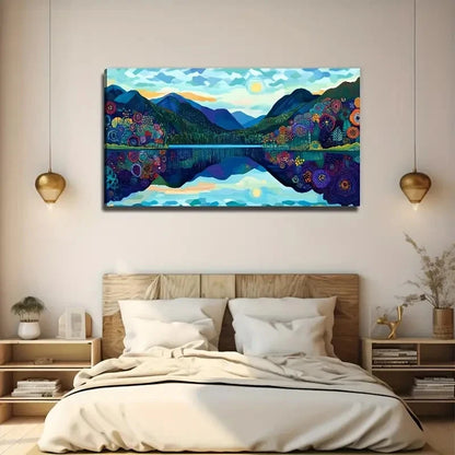 Lake Water High Mountains Wall Art Canvas Office Home Room Framed 120x60cm