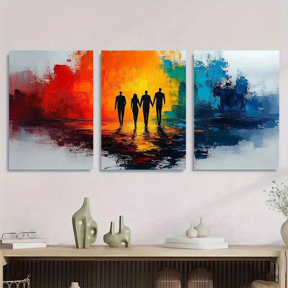 3pcs Abstract Human Figures Modern Abstract Metal Print Ready to Hang Art - Bella Home Decor