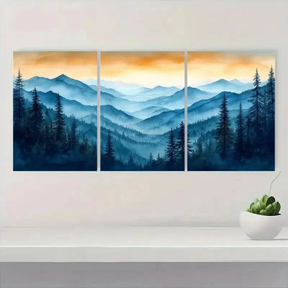 3pcs Appalachian Mountains Sunset Landscape Metal Print Ready to Hang Art - Bella Home Decor