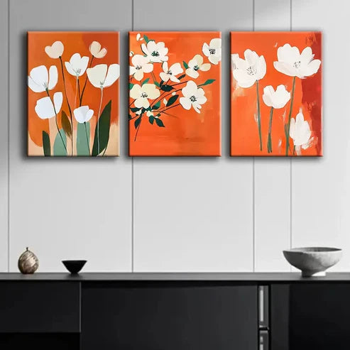 3pcs Rolled Cloth Flower Paintings Perfect  Wall Art Set Canvas Unframed - High Quality Print 100% Australian Made Wall Canvas