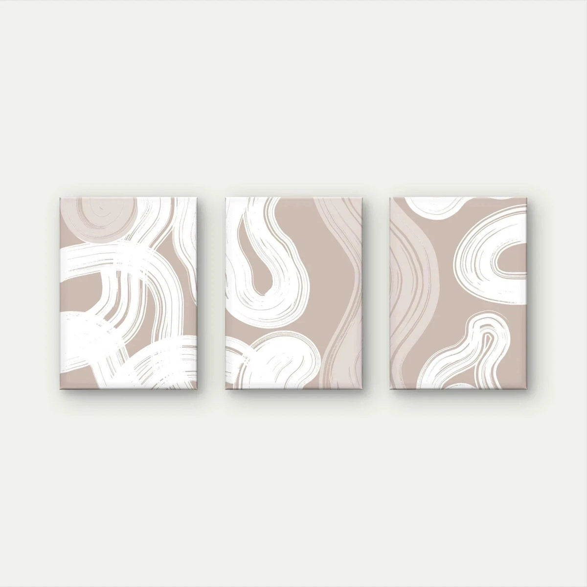 3pcs Neutral Abstract White Waves Wall Art Set Canvas Framed 50x70cm - High Quality Print 100% Australian Made Wall Canvas Ready to Hang