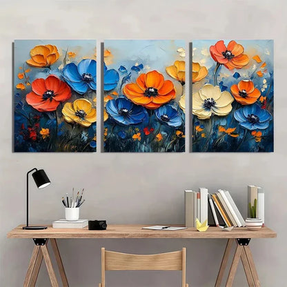 3pcs Vibrant Floral Modern Abstract Wall Art Canvas Unframed - High Quality Print 100% Australian Made Wall Canvas