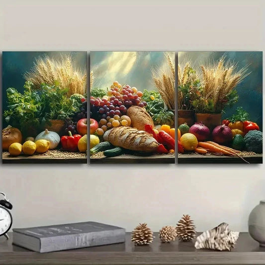 3pcs Vegetable & Fruits Decoration Wall Art Set Canvas Framed 40x60cm - High Quality Print 100% Australian Made Wall Canvas Ready to Hang