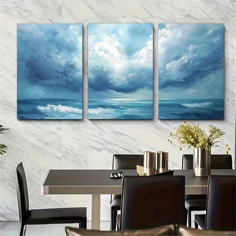 3pcs Sky Abstract Painting Cloud Painting Metal Print Ready to Hang Art