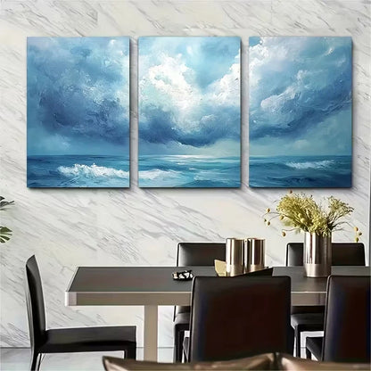 3pcs Sky Abstract Painting Cloud Painting Metal Print Ready to Hang Art