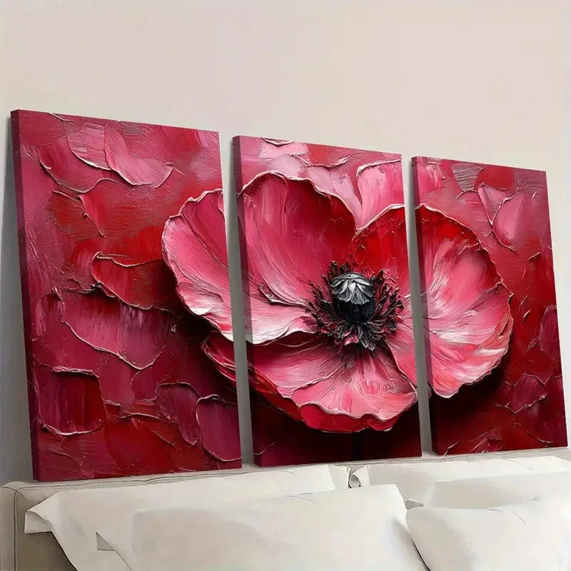 3pcs Flower Original Art Rose  RT   Wall Art Set Canvas Framed 60x90cm - High Quality Print 100% Australian Made Wall Canvas Ready to Hang - Bella Home Decor
