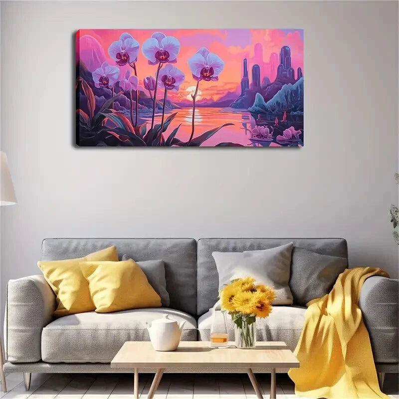 A Dreamy Pale Purple Petals Wall Art Canvas Office Home Room Framed 120x60cm - Bella Home Decor