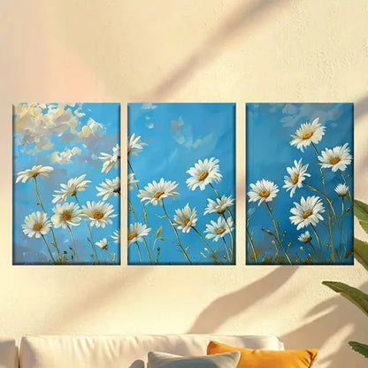 3pcs Interesting White Flowers Wall Art Set Canvas Unframed - High Quality Print 100% Australian Made Wall Canvas