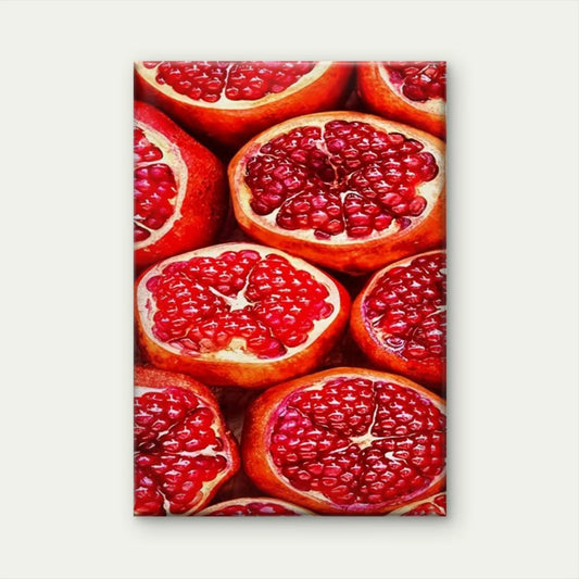 Vibrant Pomegranate with Realistic 3D Effect  60x90cm Metal Print Ready to Hang