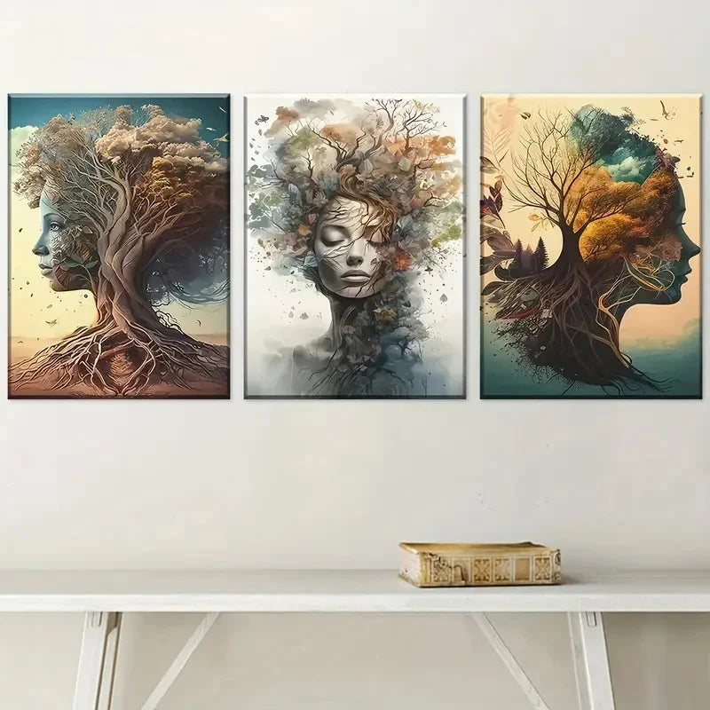 3pcs Abstract Nature-Inspired Design Metal Print Ready to Hang Art - Bella Home Decor