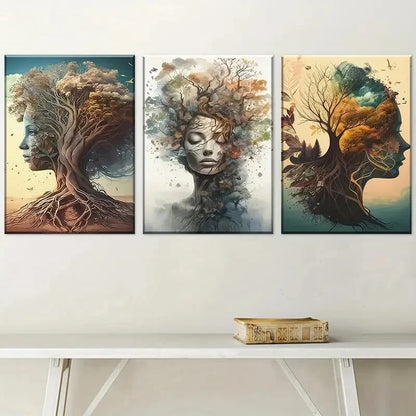 3pcs Abstract Nature-Inspired Design Metal Print Ready to Hang Art - Bella Home Decor