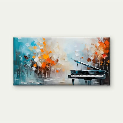Piano Abstract Water Colors Wall Art Canvas Office Home Room Framed 120x60cm