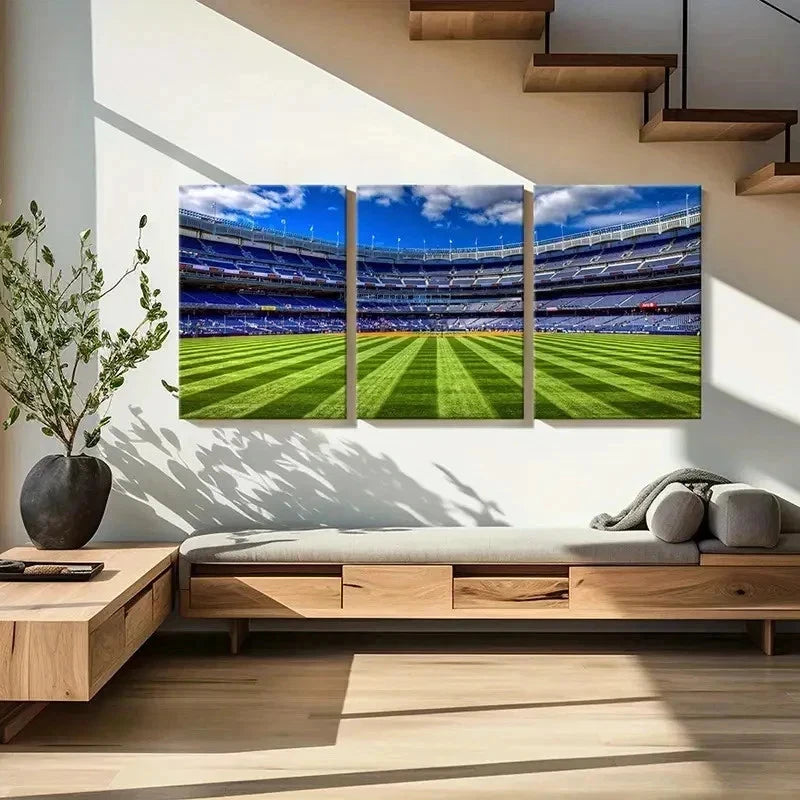 3pcs Vibrant Football Stadium Decoration Wall Art Set Canvas Framed 50x70cm - High Quality Print 100% Australian Made Wall Canvas Ready to Hang