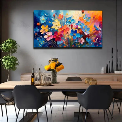 Vibrant Butterfly Floral Wall Art canvas office home room framed 120x60cm
