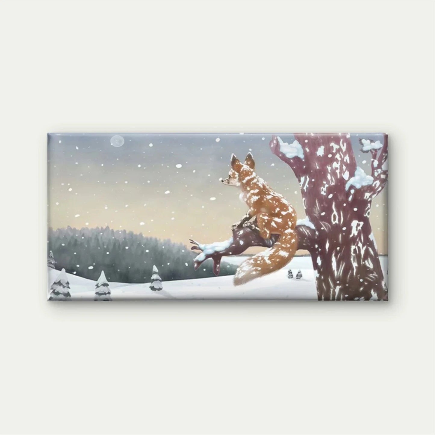 Classic Fox in Snowy Forest Wall Art Canvas Office Home Room Framed 120x60cm