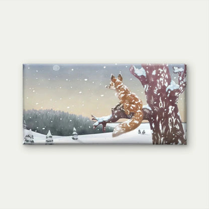 Classic Fox in Snowy Forest Wall Art Canvas Office Home Room Framed 120x60cm