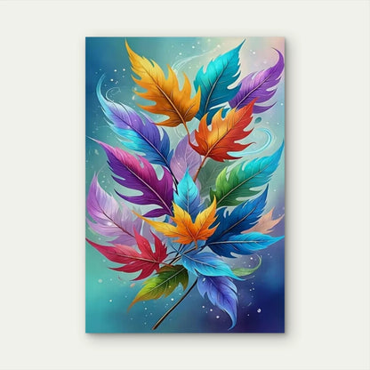 Vibrant Colorful Leaves Rainbow Foliage  60x90cm Metal Print Ready to Hang
