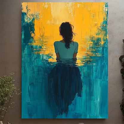 Ethereal Woman Floating in Water 60x90cm Metal Print Ready to Hang