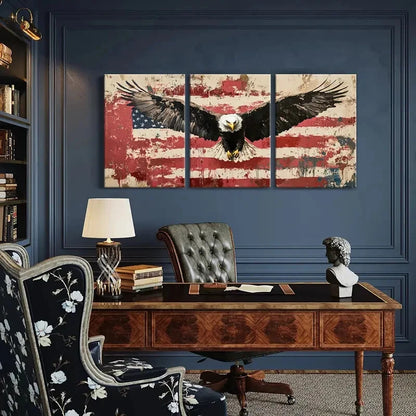 3pcs American Flag Eagle Art Poster Metal Print Ready to Hang Art - Bella Home Decor
