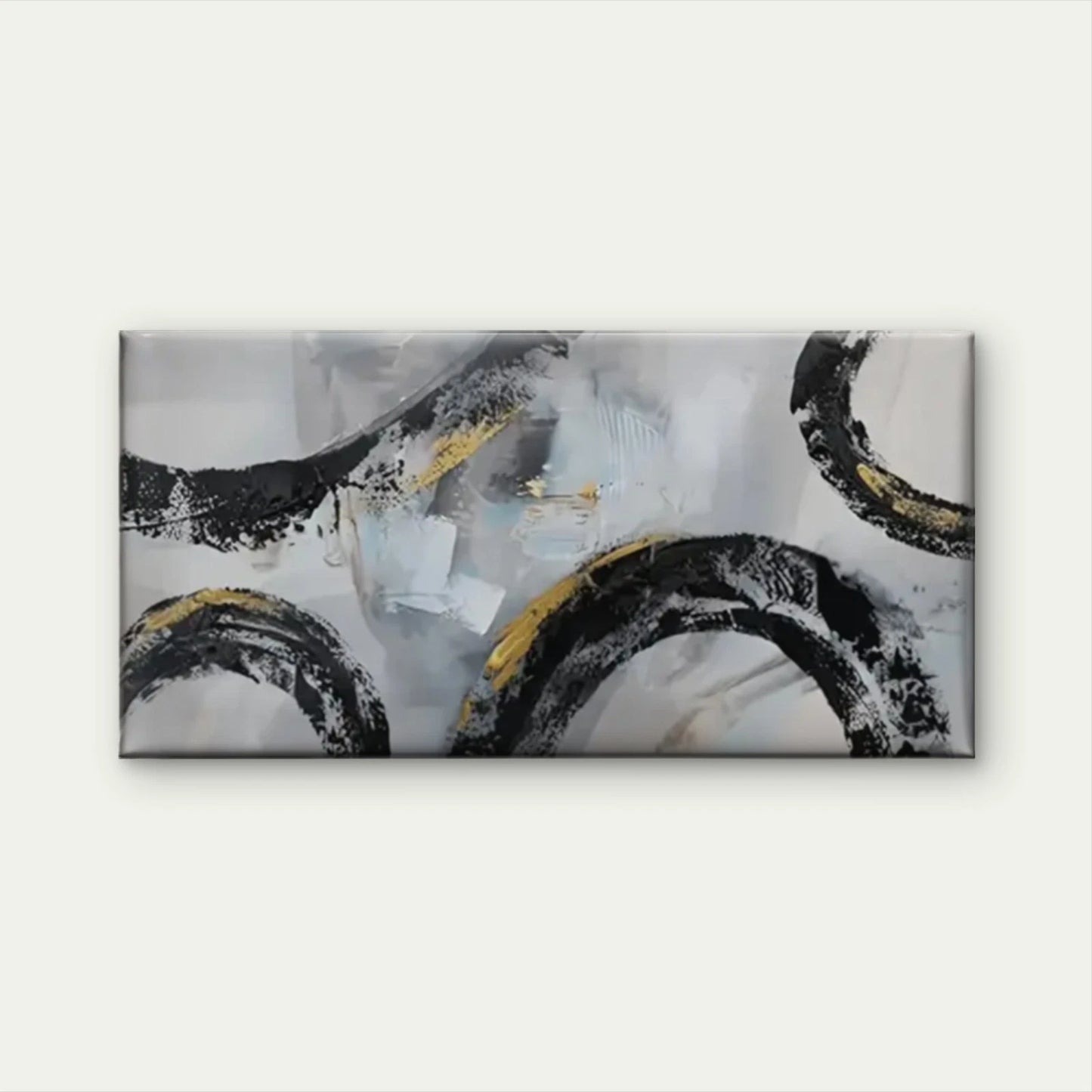 Black Yellow Swirls Textured Wall Art Canvas Office Home Room Framed 120x60cm
