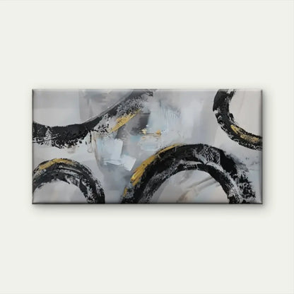 Black Yellow Swirls Textured Wall Art Canvas Office Home Room Framed 120x60cm