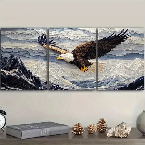 3pcs Eagle Wall Art Set Canvas Unframed - High Quality Print 100% Australian Made Wall Canvas - Bella Home Decor