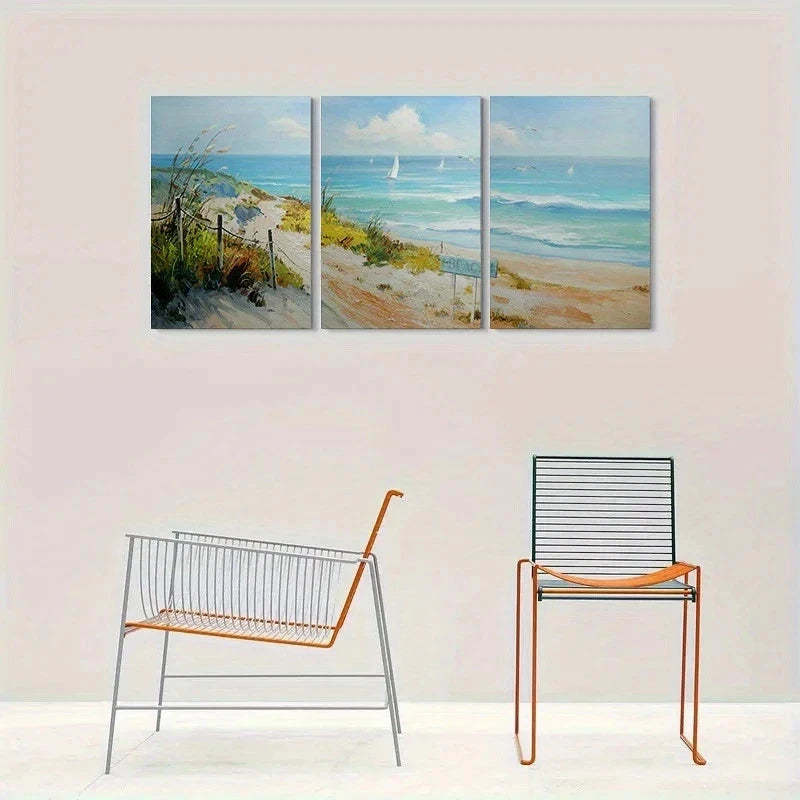 3pcs Beach Coastal Ocean Scene Sailboats Metal Print Ready to Hang Art - Bella Home Decor
