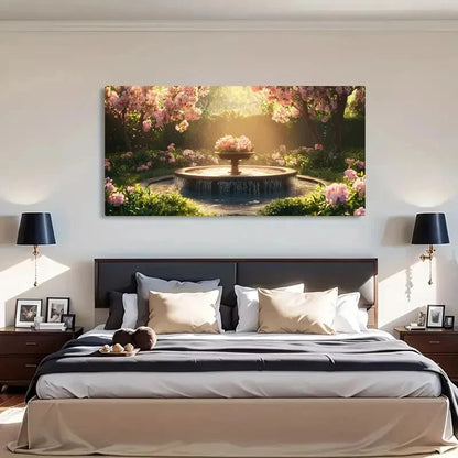Spring Garden Scene Flowers Wall Art Canvas Office Home Room Framed 120x60cm - Bella Home Decor