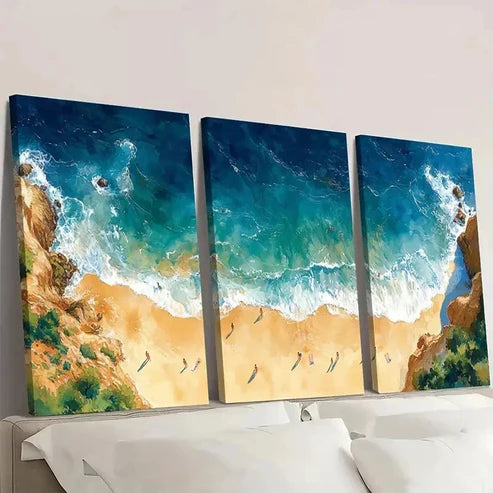 3pcs Swimming People Watercolor G Wall Art Set Canvas Unframed - High Quality Print 100% Australian Made Wall Canvas - Bella Home Decor