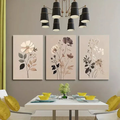 3pcs Bohemian Vintage Wildflowers Wall Art Canvas Unframed - High Quality Print 100% Australian Made Wall Canvas - Bella Home Decor