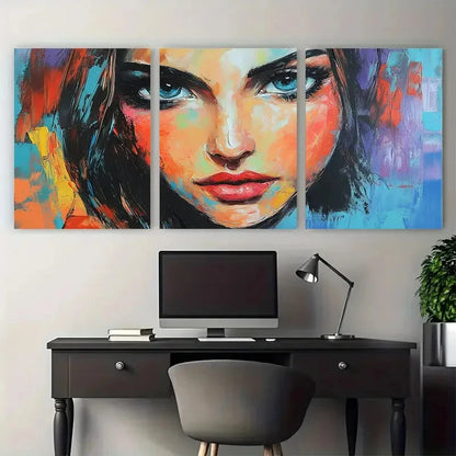 3pcs Abstract Lady Painting Woman Portrait Wall Art Set Canvas Framed 60x90cm - High Quality Print 100% Australian Made Wall Canvas Ready to Hang - Bella Home Decor