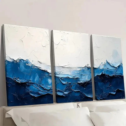 3pcs Abstract Blue & White Wall Art Canvas Unframed – High Quality Print 100% Australian Made Wall Canvas - Bella Home Decor